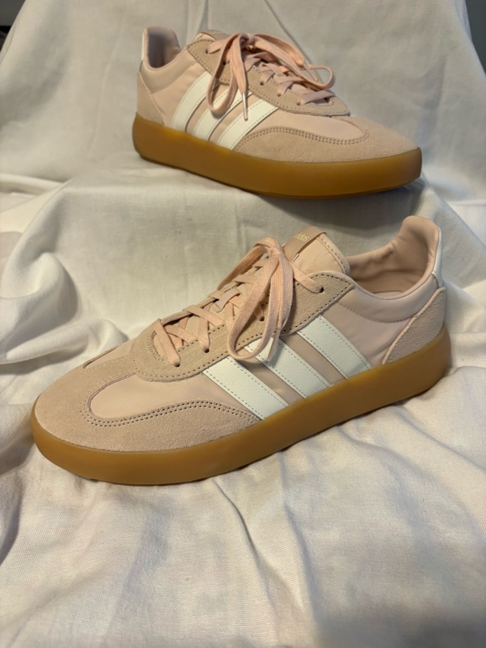 adidas Women's Blush Pink Suede & Leather Sneakers with Gum Sole